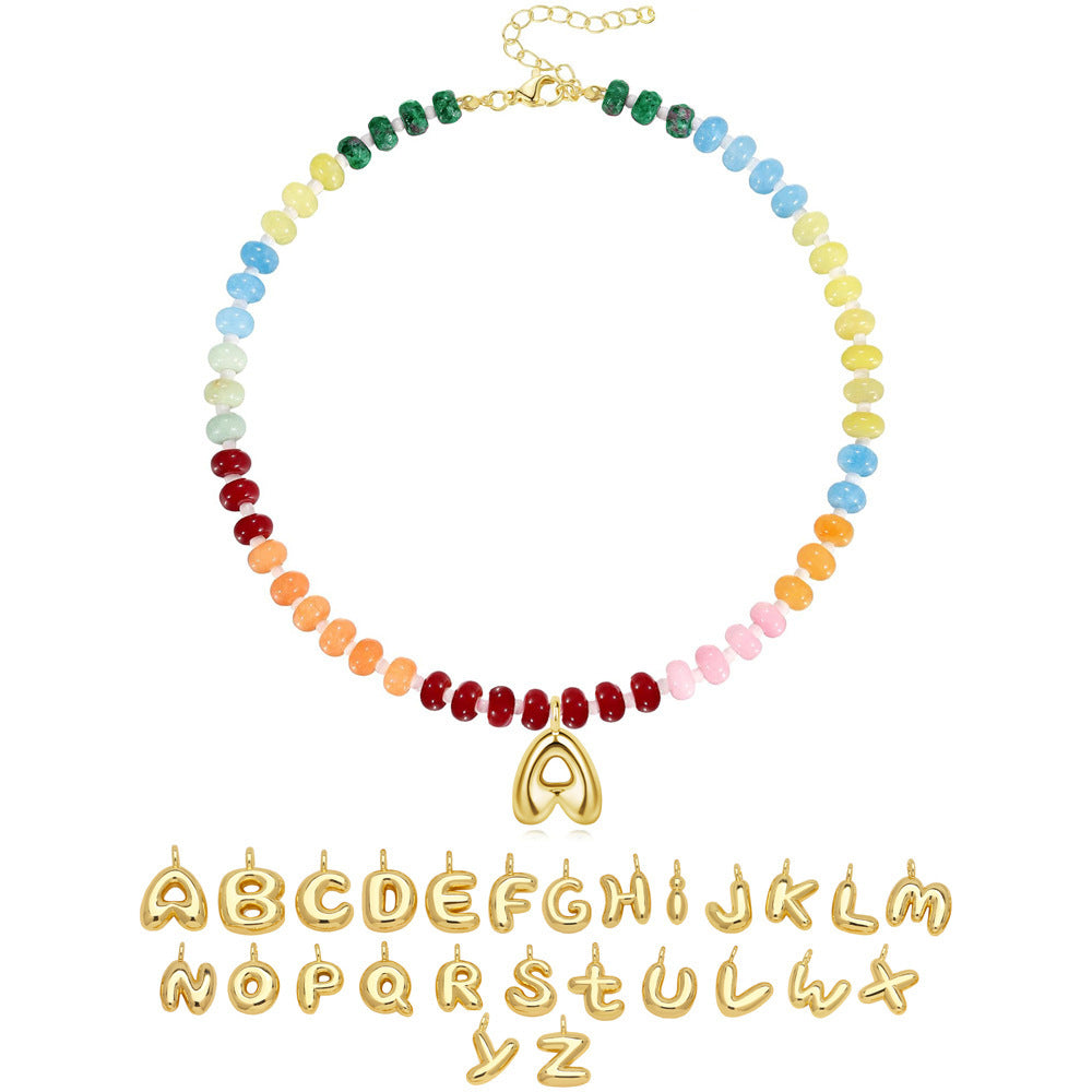 26 Bubble Letter Pendant Collier Abacus Beads Collier