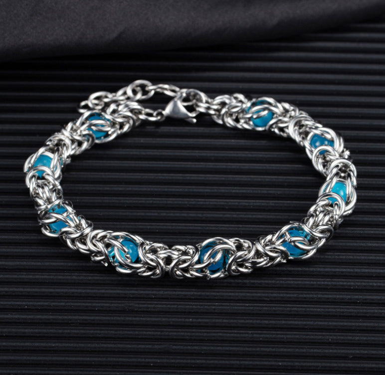 Klein Blue Beads Advanced Design Heavy Metal Нова гривна за жени
