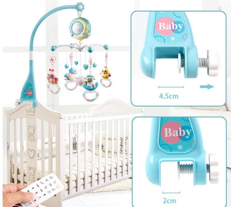 BABY RATTLES CRIB Mobile Mobile Suport pentru jucărie rotatând patul mobil clopot cu cutie muzicală Proiecție nou -născut pentru băieți pentru copii
