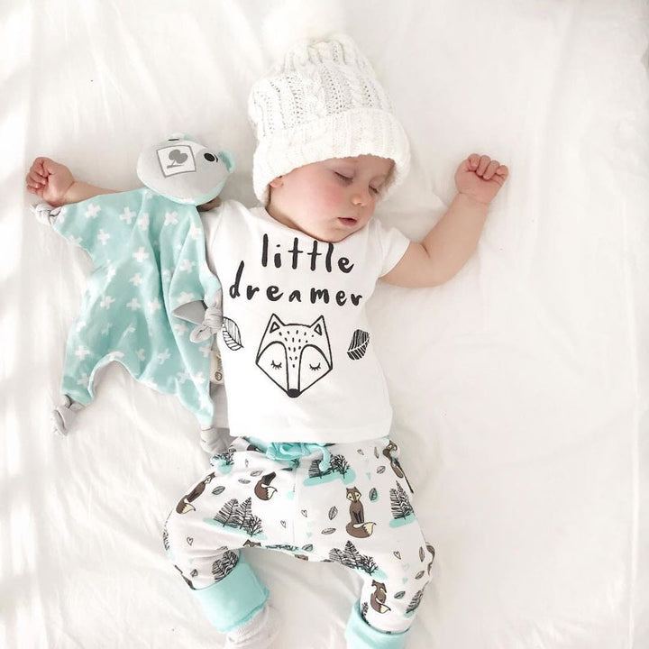 Yeni doğan bebek giysileri set tişört üstleri+pantolon küçük erkek ve kız kıyafetleri