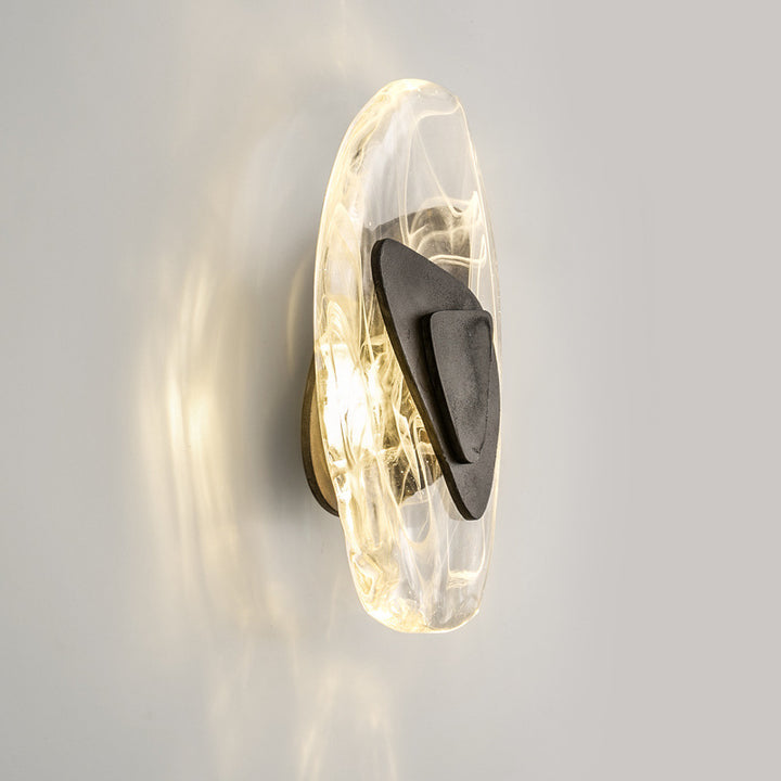 Луксозен атмосферен леден блок кристална стенна лампа след стъклена стена светлина