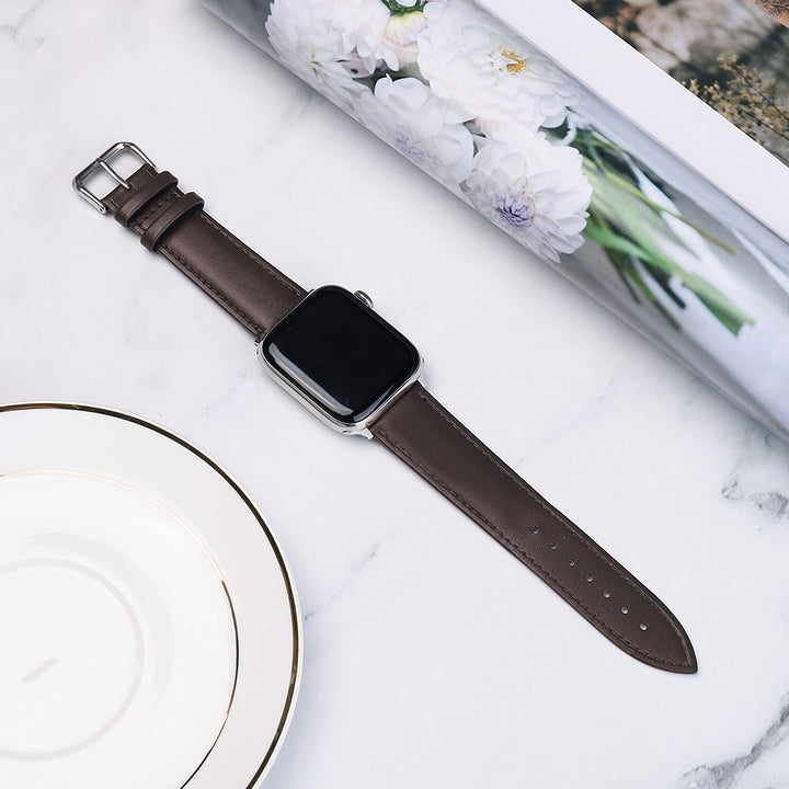 Top layer leather watch strap