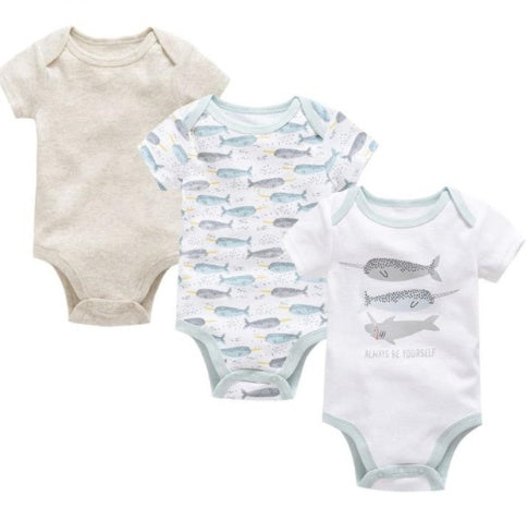 Baby onesies driedelig pak nieuwe katoenen korte mouwen trui babykleding kleren