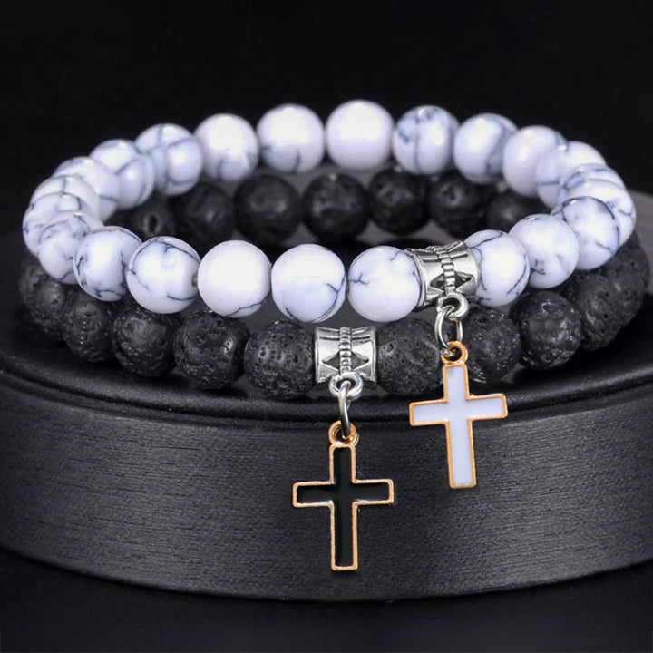 Fashion Personality Volcanic Rock Cross Bracelet