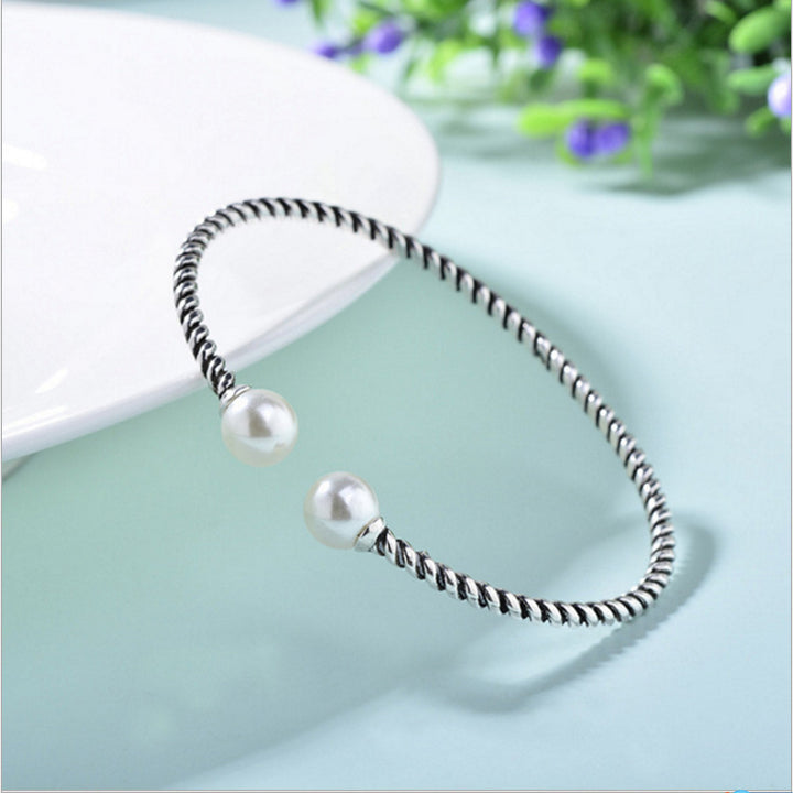 Thai vintage Thai silver style twist pearl bracelet