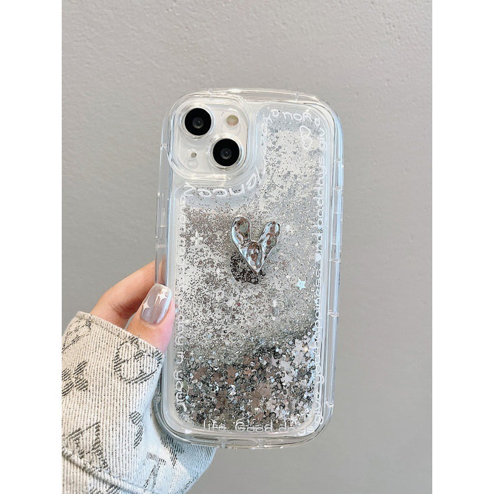 Silver Love Quicksand Shell Suitable For Phone Case