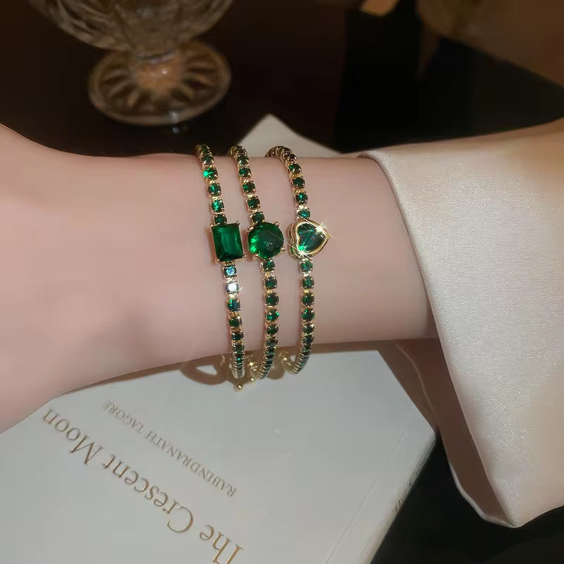 Mode sieraden zirkoon geometrische vierkante bracelet Zuid -Korea mode elegant hart armband internet beroemdheid licht luxe