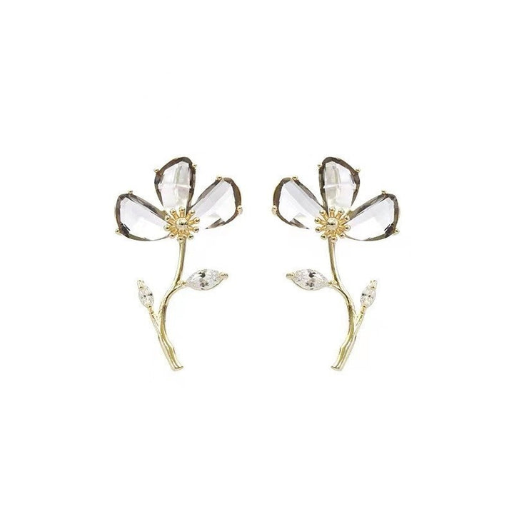 Japanese And Korean Gentle Super Immortal Flower Zircon Earrings With Small And Fresh Forest Series High Grade Earrings