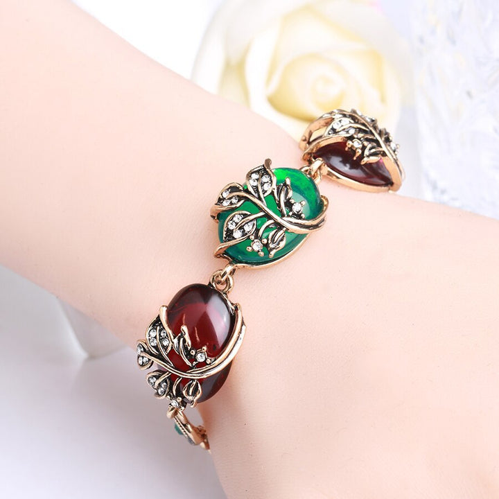Ruby Resin Pure Ancient Gold Lady Bracciale