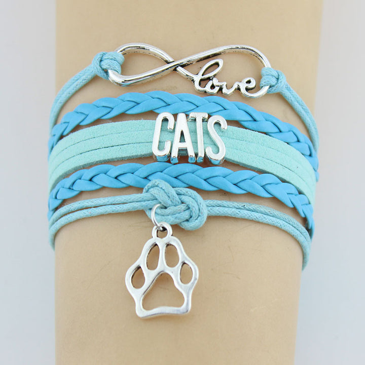 Hand-knitted Cats Animal Paw Charm Bracelet Braided Bracelet