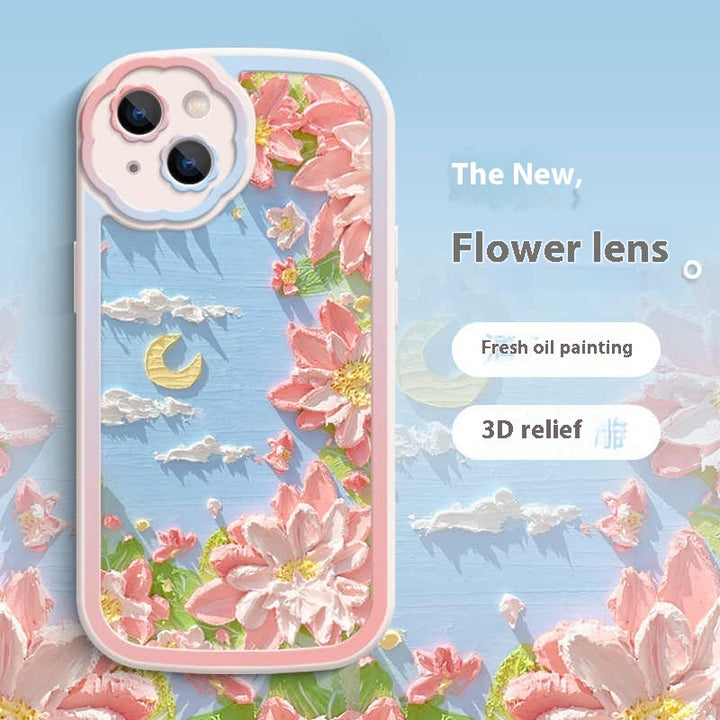 Suitable Oil Painting Flower Lens All Inclusive Phone Case