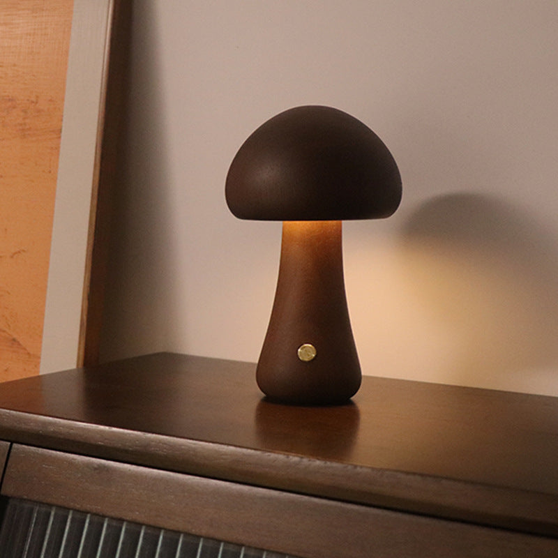 Вставьте деревянные милые грибы светодиодные ночные свет с сенсорным переключателем прикроватной навязки