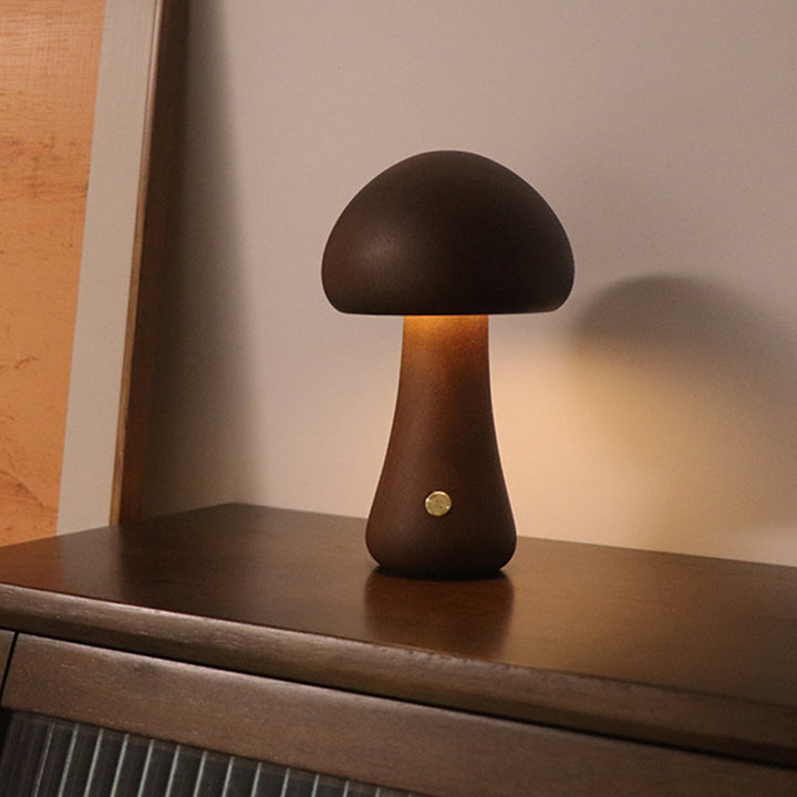 Ins Ahşap Sevimli Mantar LED Gece Işığı Dokunmatik Anahtarlı Yatak Odası Başucu Masa Lambası Çocuk Odası Odası Uyuyan Gece Lambaları Ev Dekor
