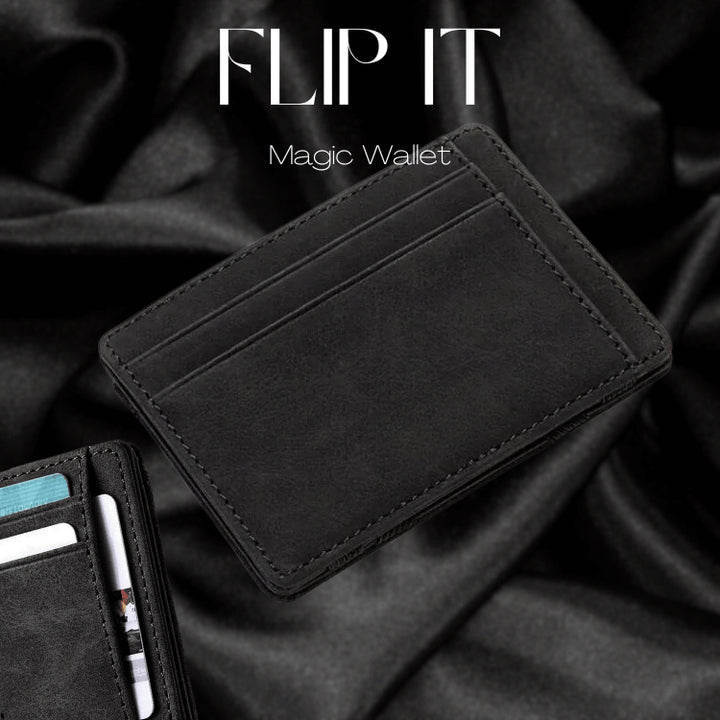 Pu Creative Magic Wallet Flip Card Halter Männer Wallet Reißverschlussmünze Kurz gesagt