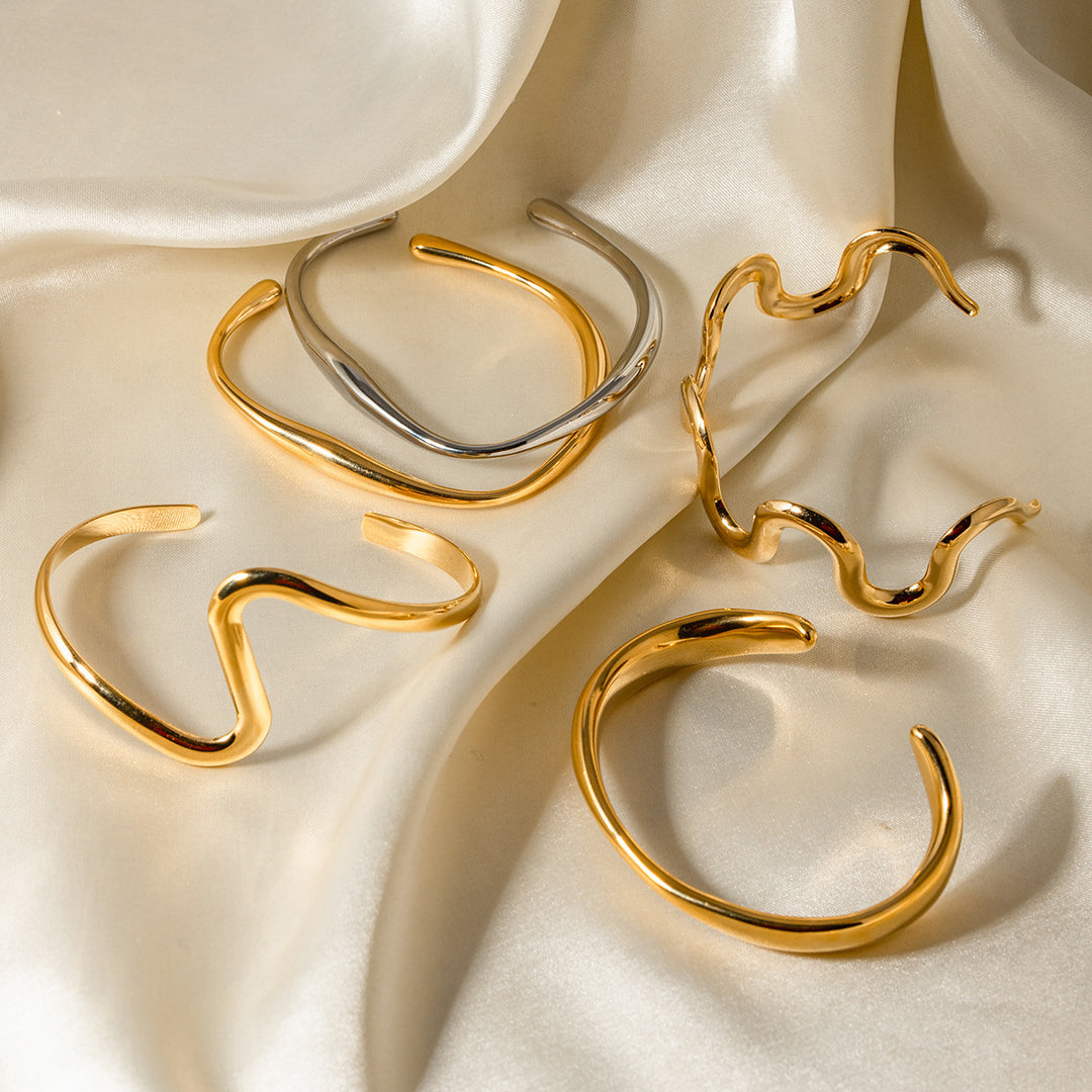 18K Gold Edelstahlwellenauszug Halskette