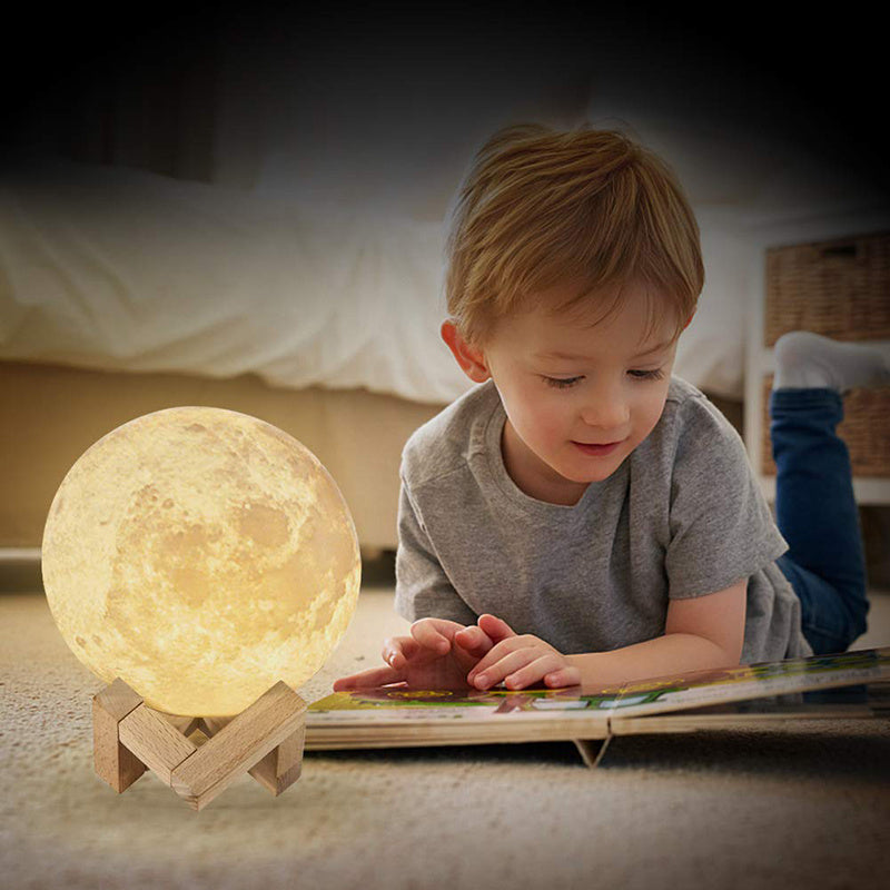 LED NIGHT LAMINES LAMPE LAMPE 3D Impression Moonlight Tiètement Dimmable Dimmable Rechargeable Table de chevet Lampe LEDS ENFANTS LEDS ENFANT