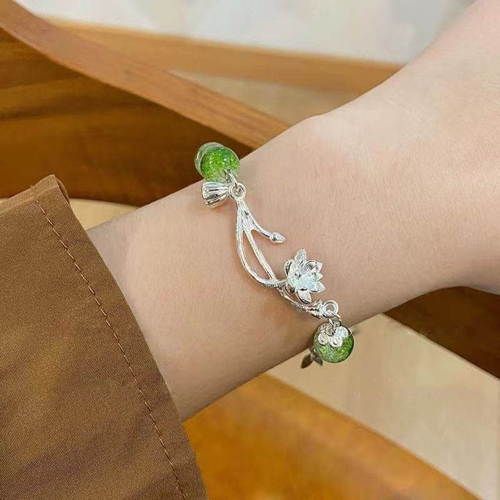 Bracelet perlé de lotus froid pour les femmes New Chinese Style