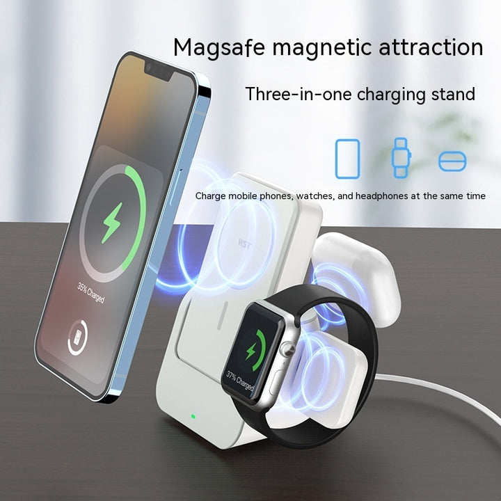 Magneettinen langaton Power Bank -matkapuhelimen haltija 10000 MA Kolme-yhdessä monitoiminen latauskanta