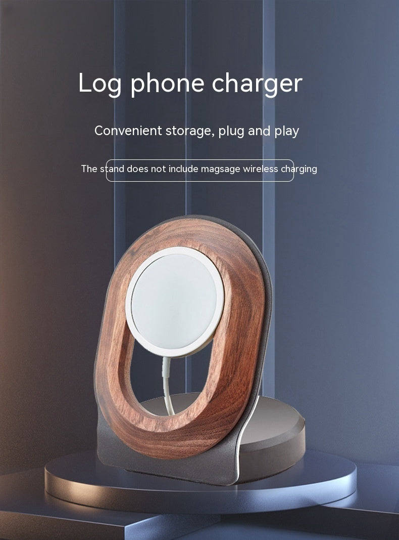 Walnut Magsafe Magnetic Wireless Charge Bracket Mobile Phone Solid Wood Base Wooden