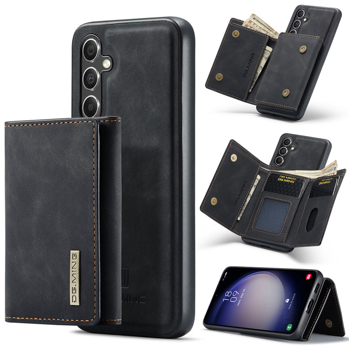 Stark magnetisk delad plånbok skyddande läderfodral två-i-en magnetisk plånbok telefonfodral