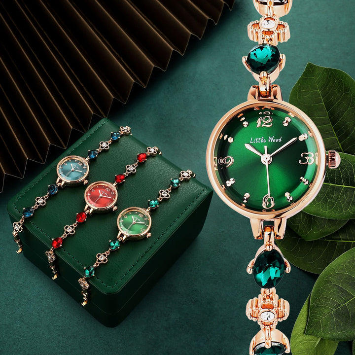 Kis zöld óra egyszerű, elegáns női karkötő óra ajándéka Jade Watch