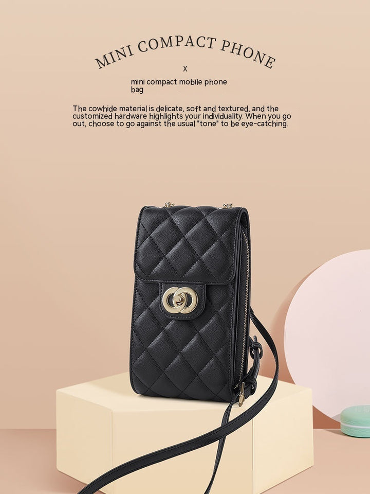 Frauen Leder Mini Frauenbag Klassische Handy -Tasche Messenger -Tasche