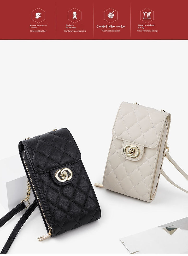 Női bőr mini női táska klasszikus mobiltelefon -táska messenger táska