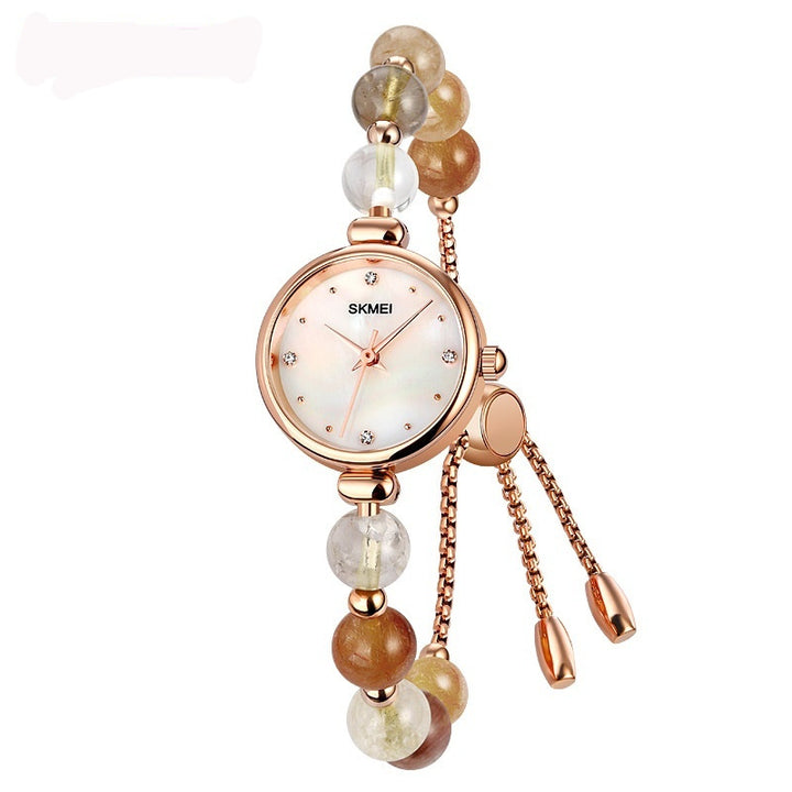 Mode All-Match Elegant Damen Quartz Watch Pearl Natursteingurt Armband Uhr