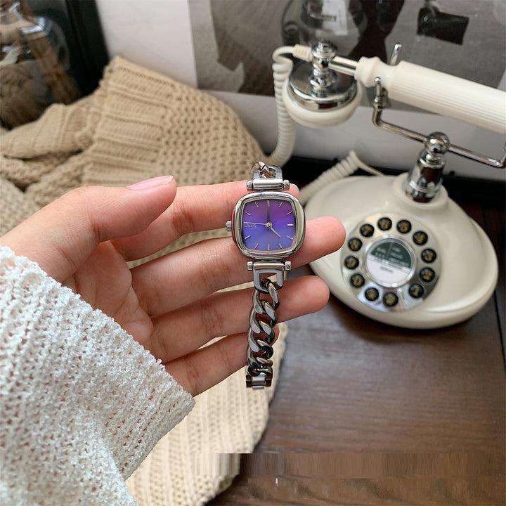 Ocean Blue Gradient Fritillary Small Sugar Cube Bracelet Femme's Watch Light Luxury High Sense Ins