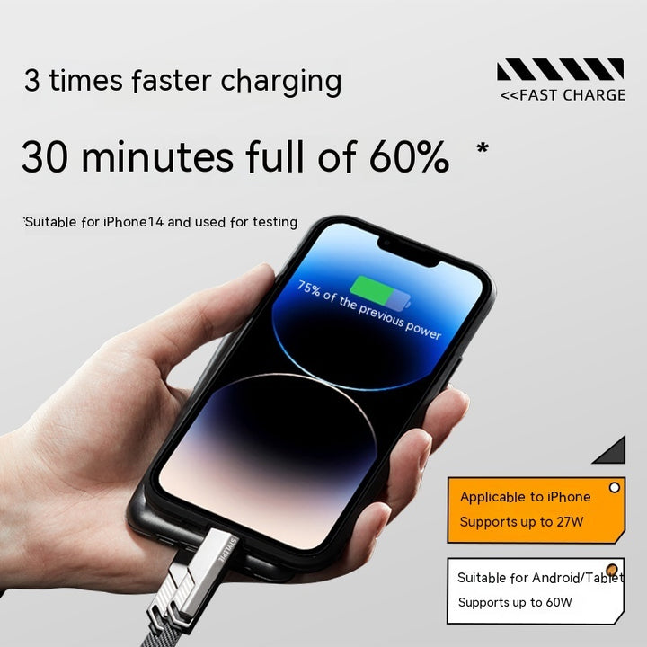 Keychain Four en un 60W Charge Fast Charge Portable Câble de données