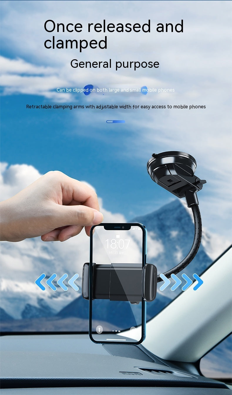 New Universal Rotating Car Mobile Phone Bracket Double Supercharged Multi-angle Adjustment Bending-resistant Metal Long Brush Holder Bracket