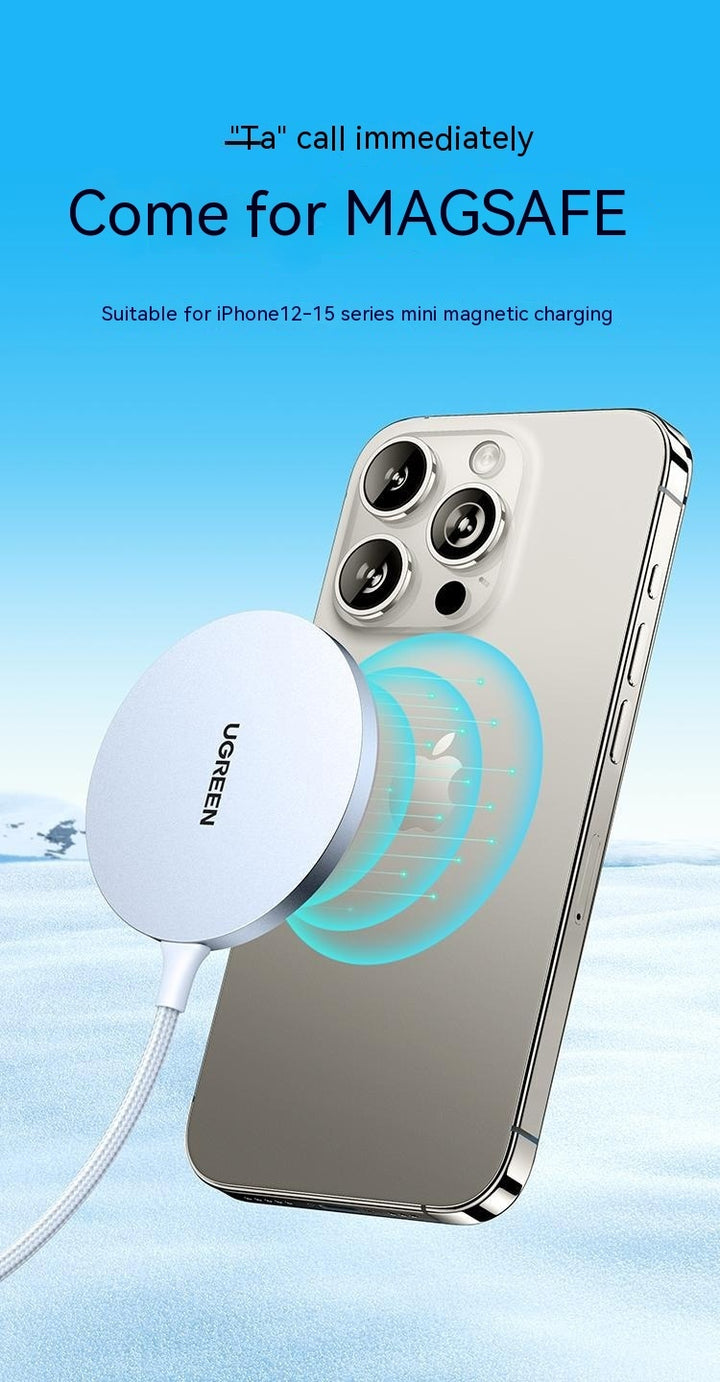 Wireless Charger Adsorbs Teléfono móvil Madreque de succión magnética