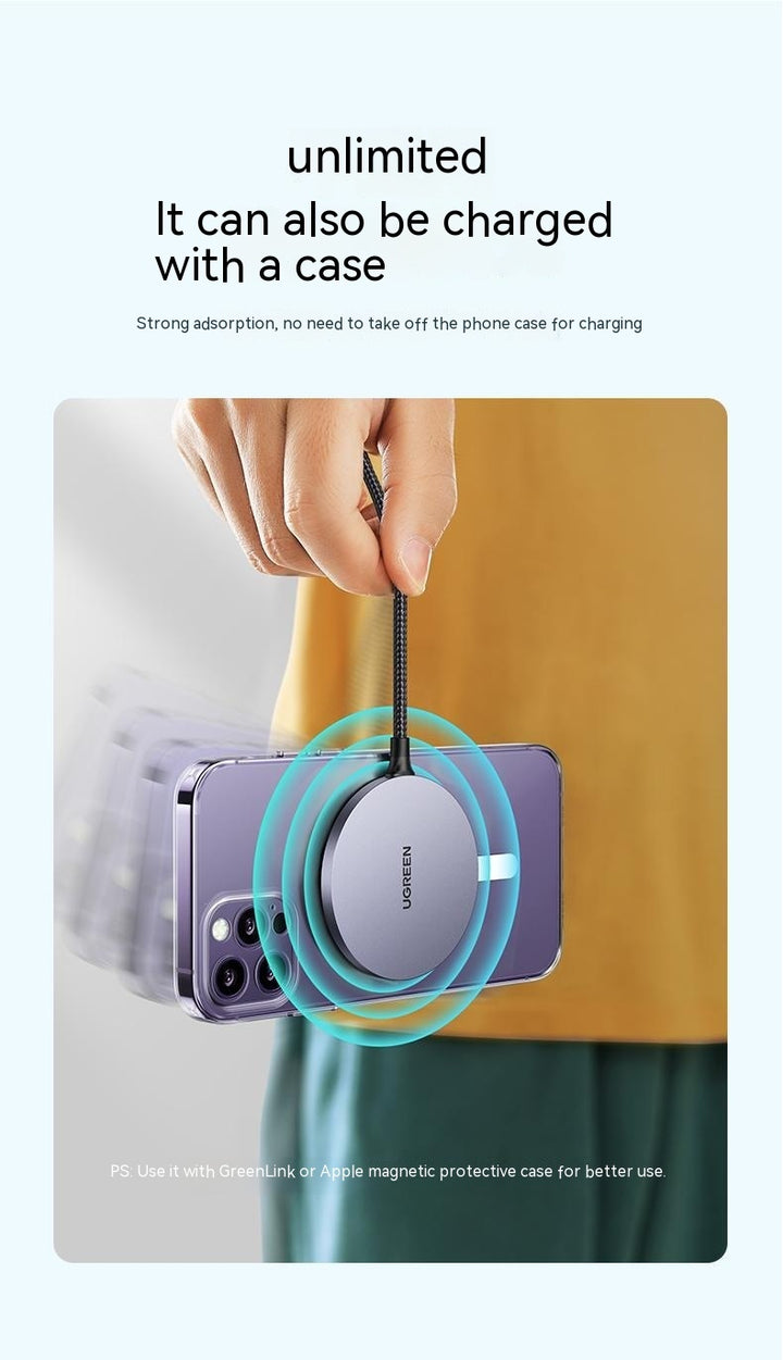 Wireless Charger Adsorbs Teléfono móvil Madreque de succión magnética