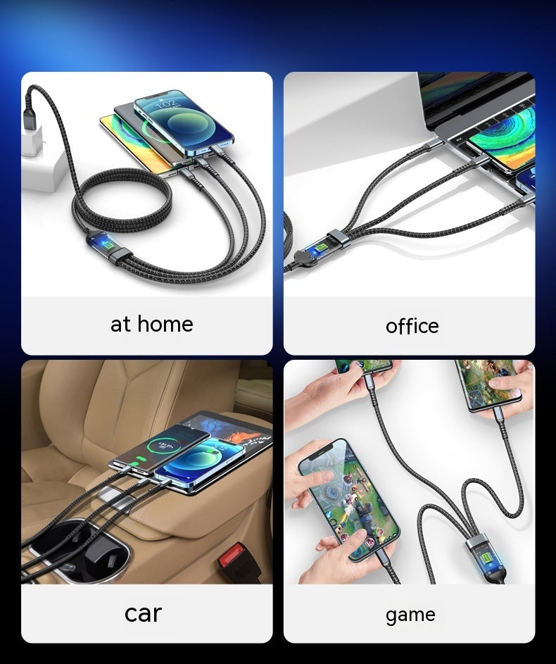 Three-in-one Mobile Phone With Light 6A Super Fast Charge Data Cable