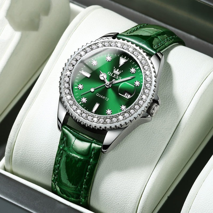 Diamond Quartz Dames roestvrijstalen horloge