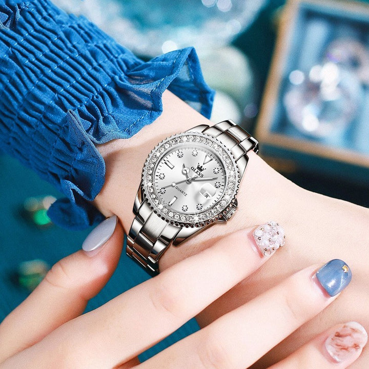 Diamond Quartz Dames roestvrijstalen horloge