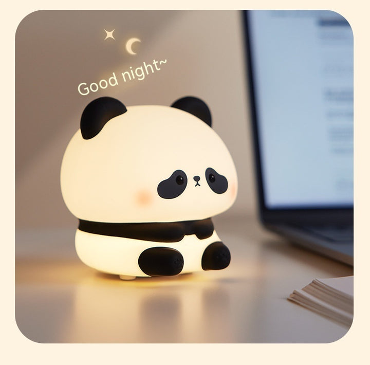 Panda led natt lett søt silikon natt lys usb oppladbar berøring natt lampe soverom timing lampe dekorasjon barns gave hjem dekor