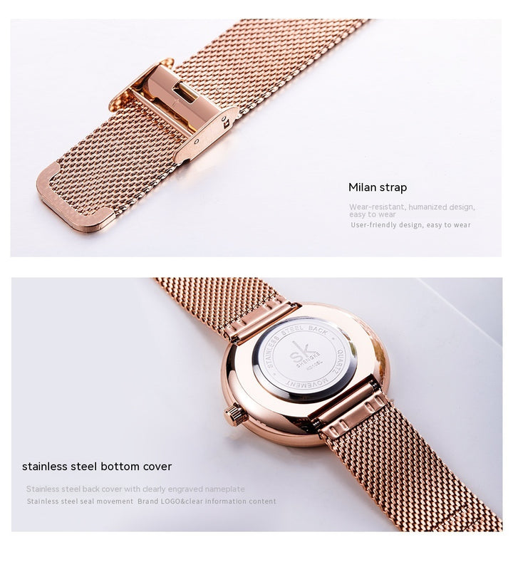 Moda femeilor Simple Geometric Quartz Watch Mesh Strap curea