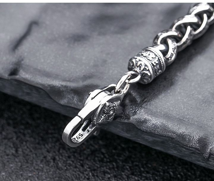 Men's Woven Sterling Silver Six-word Mantra Bracelet