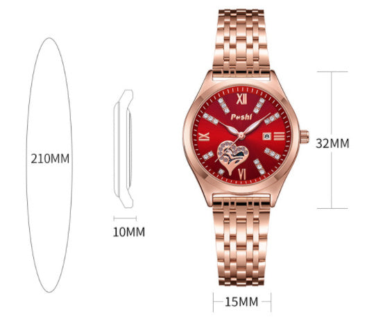 Moda de la mujer Reloj luminoso del calendario impermeable casual