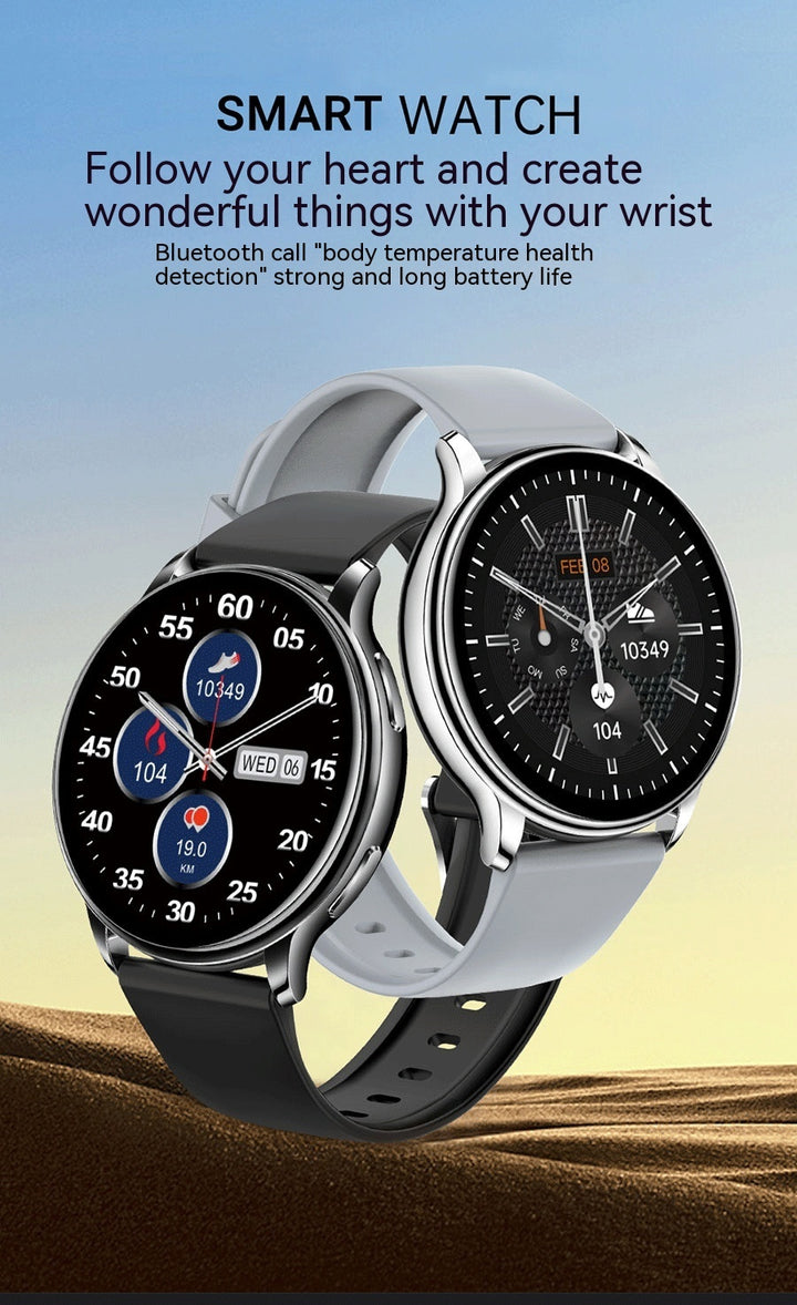 Smart Couple Watch Round Screen Bluetooth Bellen Hartslag Hartslag Blood zuurstof Slaapbewaking