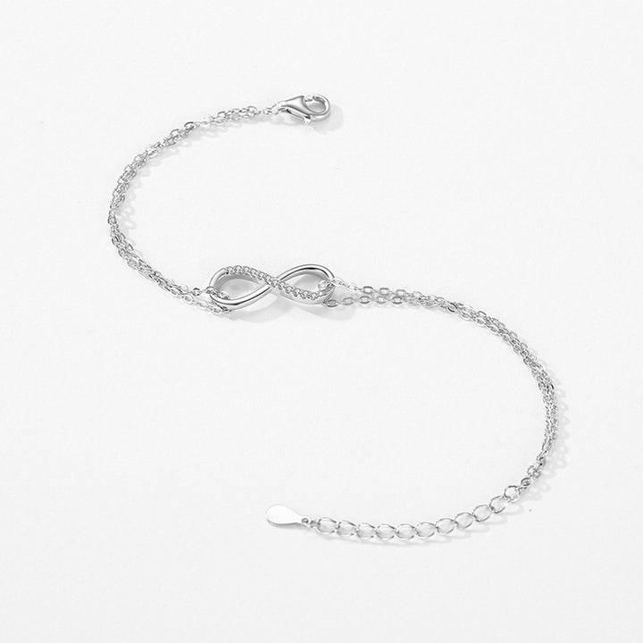 S925 Sterling Silver Fashion Infinite Symbol Micro-inlaid Bracelet