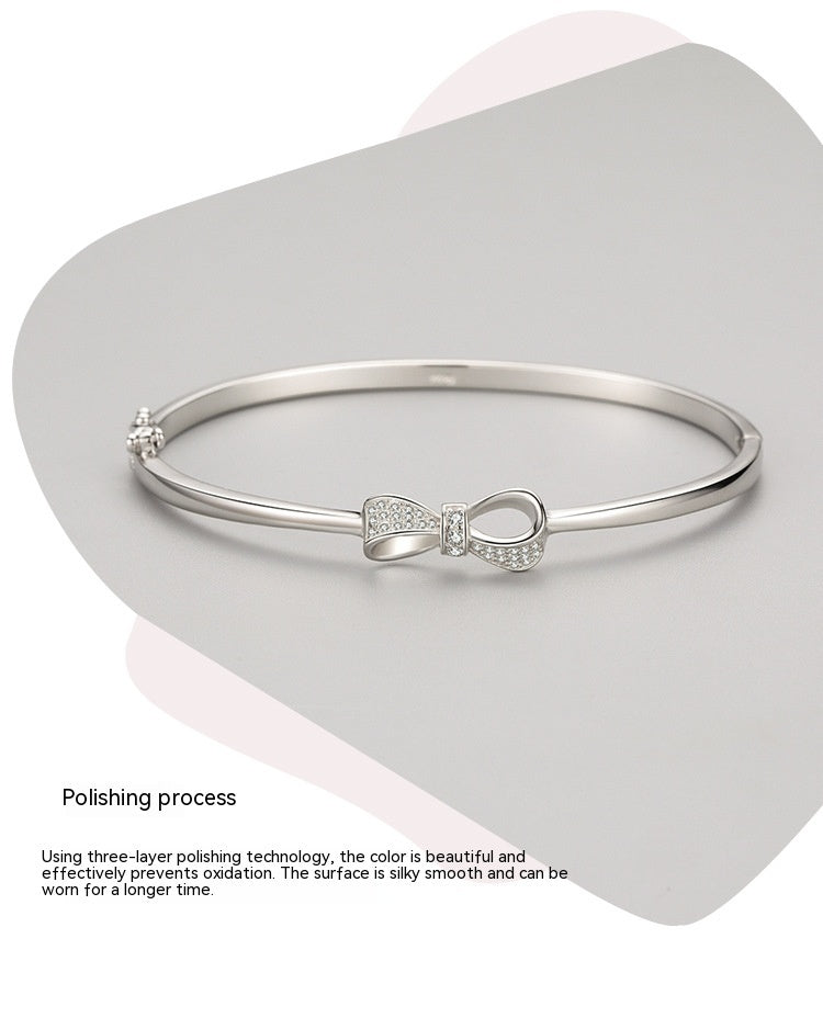 S925 Sterling Silver Bow Bracelet Female All-match Jewelry