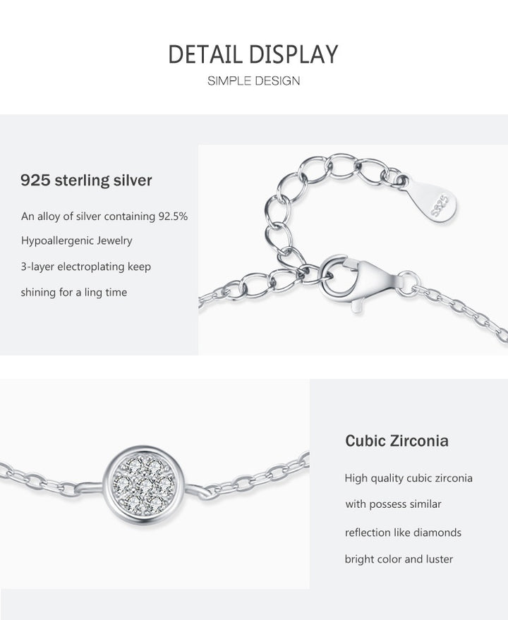 Bracelet rond en argent sterling S925 pour femmes