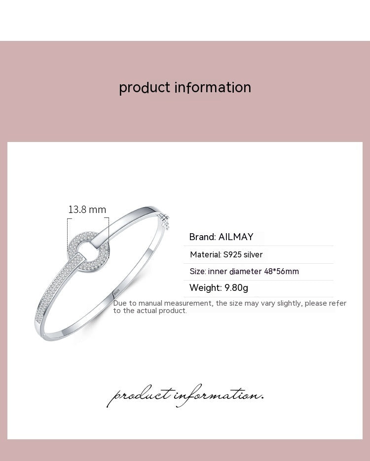 S925 Silver Bracelet Women's High-grade Round Diamond Bracelet