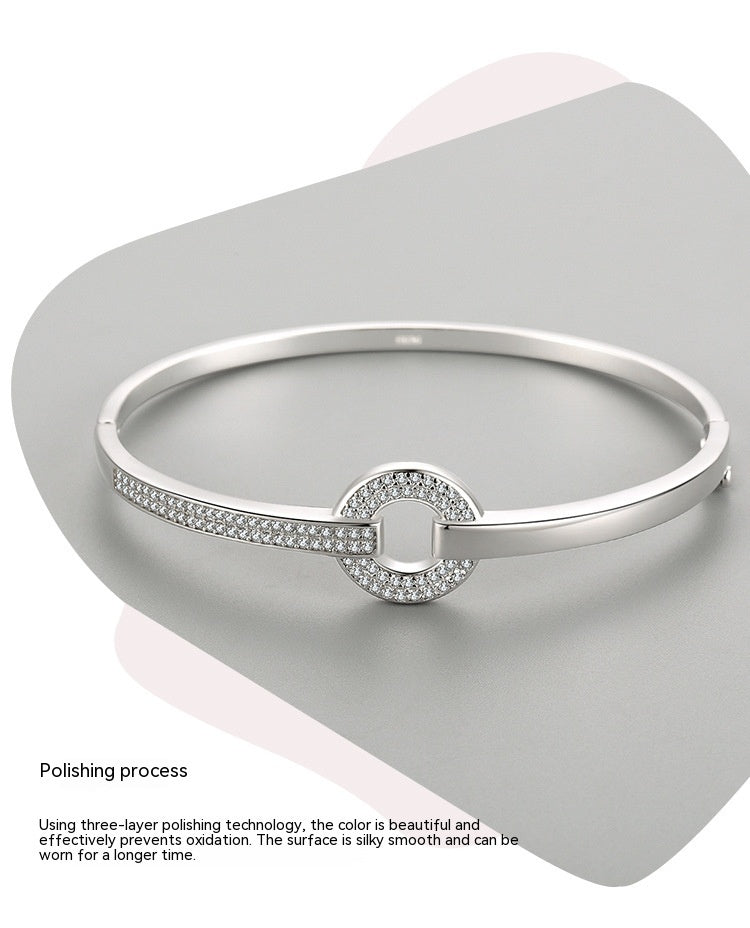 Pulseira de prata S925 Pulseira de diamante redonda de alta qualidade feminina