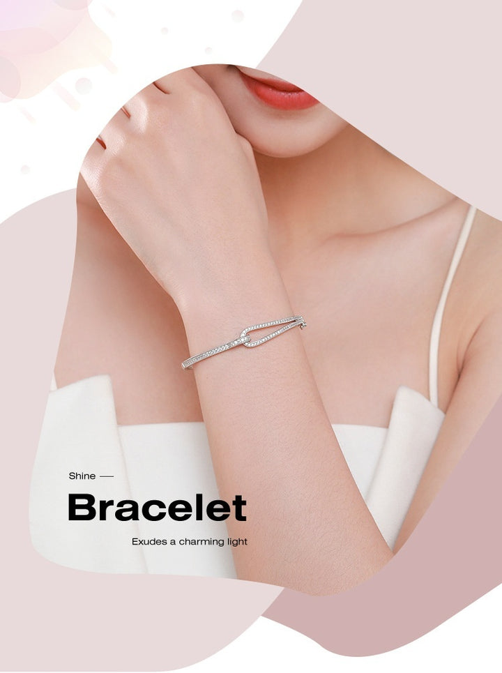 S925 Sterling Silver Bracelet Diamond Geometric Bracelet
