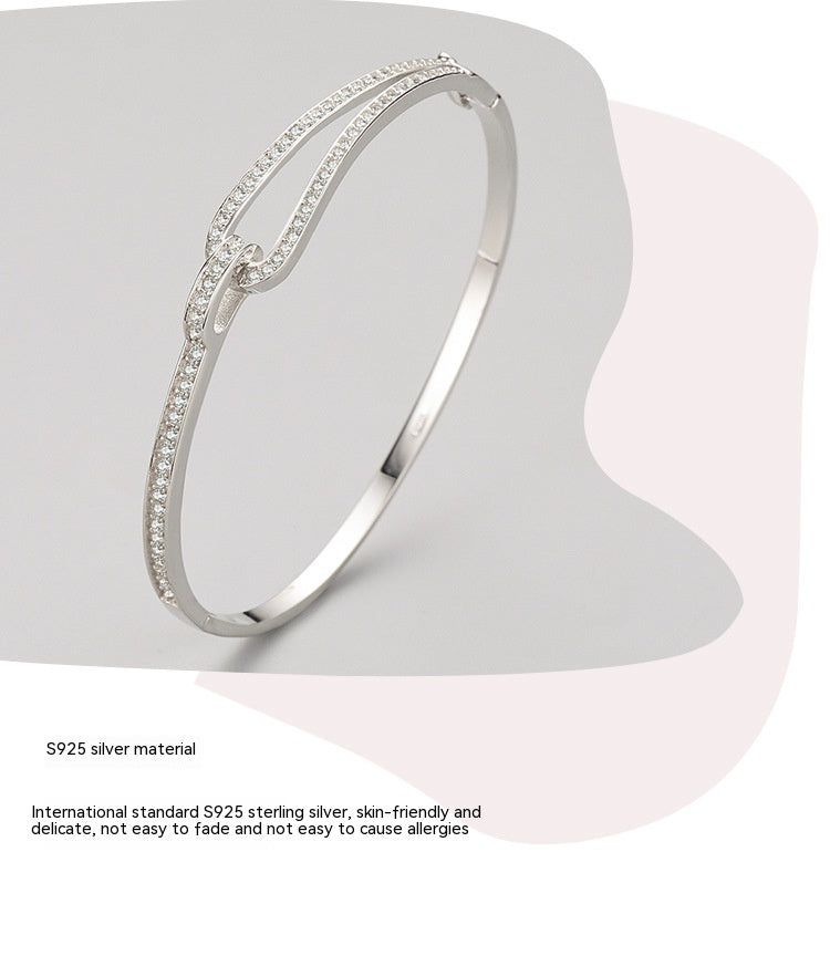Bracelet géométrique en diamant en argent sterling S925