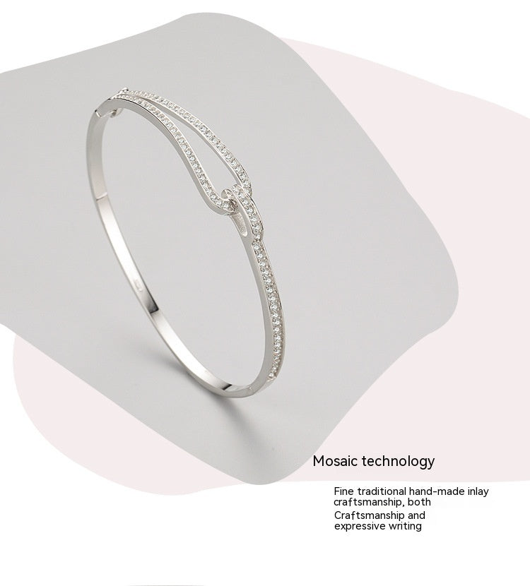 S925 Sterling sølvarmbånd diamant geometrisk armbånd