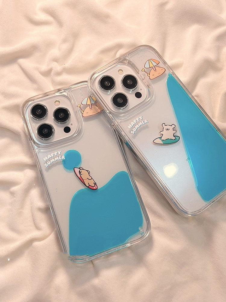 Cute Animal Surfing All-inclusive Drop-resistant Phone Case
